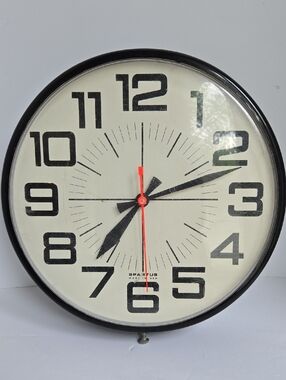 Vintage Spartus Black and White Wall Clock Made In The USA